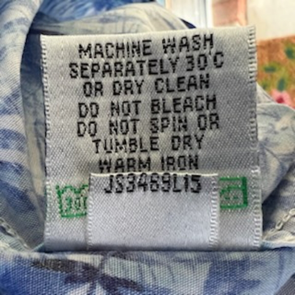 BUGATCHI CLASSIC FIT BUTTON FLIP CUFF BLUE PALM LEAVES SHIRT LARGE - Picture 6 of 16